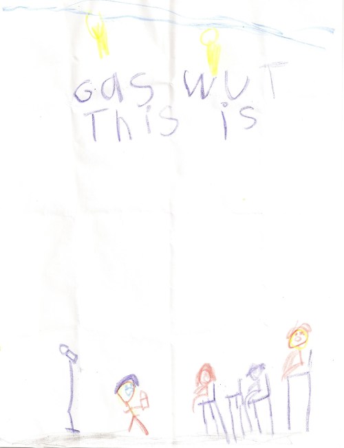 Johnny's picture of his daddy speaking at Chapel