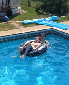 Paul's birthday with Hannah in the pool